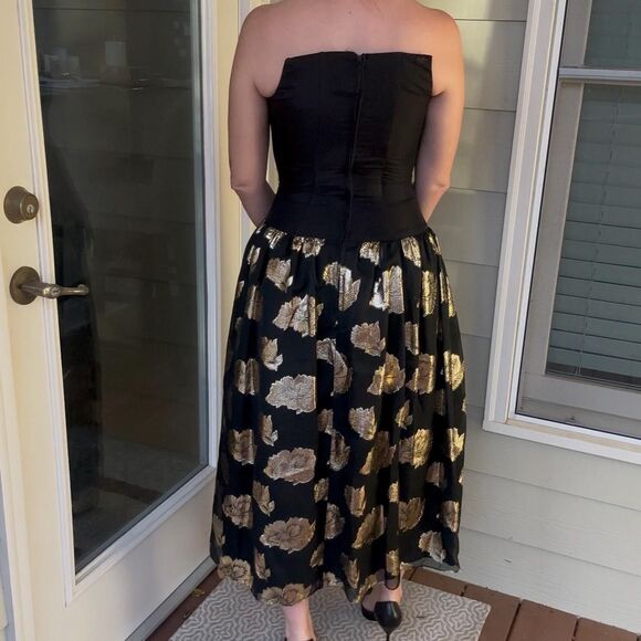 Vintage 1990s Gunne Sax Jessica McClintock Metallic Holiday Cocktail Dress - Picture 9 of 16